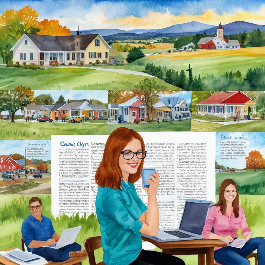 A vibrant collage representing the essence of Becker County's blogosphere, featuring a diverse group of people sharing personal stories and local news. Include elements like a laptop with a blog interface, a picturesque Becker County landscape, and symbols of community engagement such as a coffee cup and a notepad. Capture the warmth of personal connection amidst beautiful scenery. watercolor painting. bright colors. warm tones.